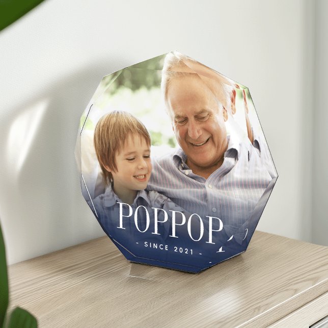 Poppop Grandpa Year Established Photo Block (Creator Uploaded)