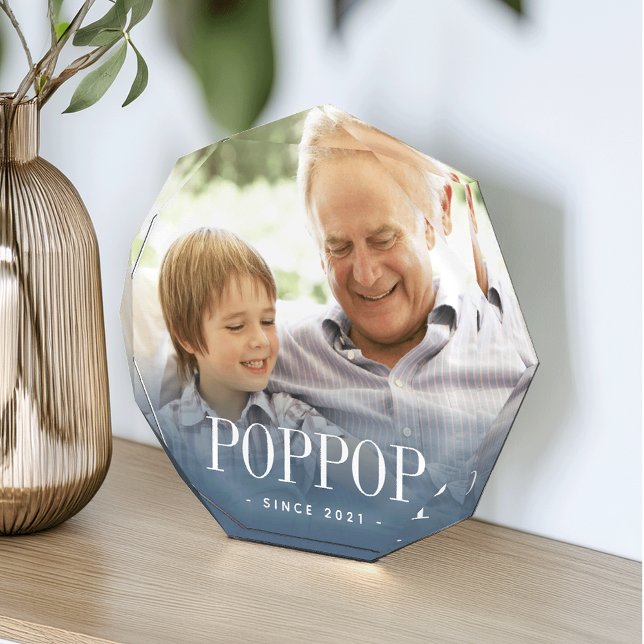 Poppop Grandpa Year Established Photo Block (Creator Uploaded)