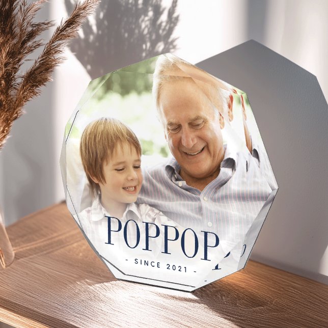 Poppop Grandpa Year Established Photo Block (Creator Uploaded)
