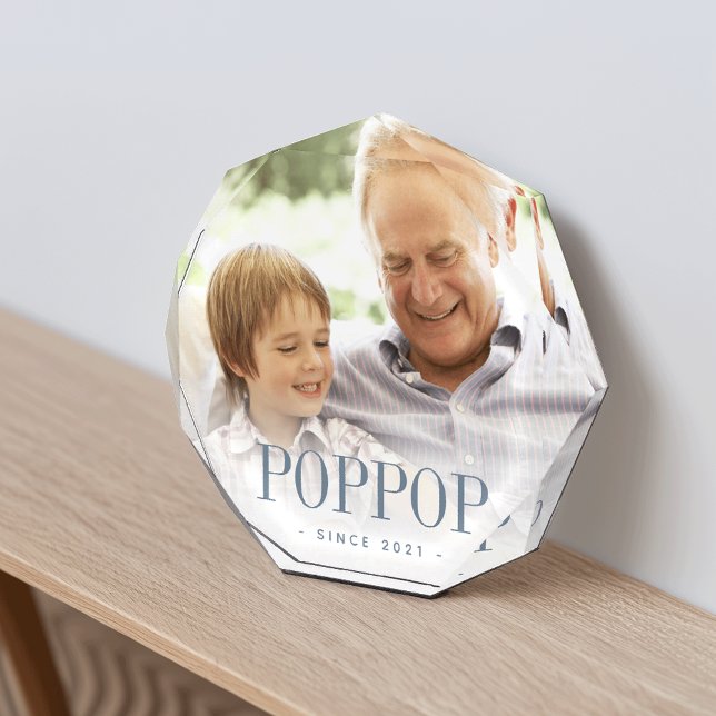 Poppop Grandpa Year Established Photo Block (Creator Uploaded)