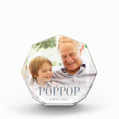 Poppop Grandpa Year Established Photo Block