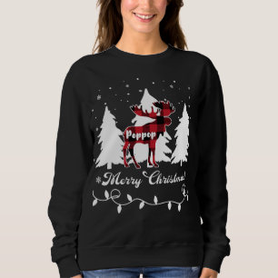 Poppop Moose Buffalo Red Plaid Christmas Matching Sweatshirt