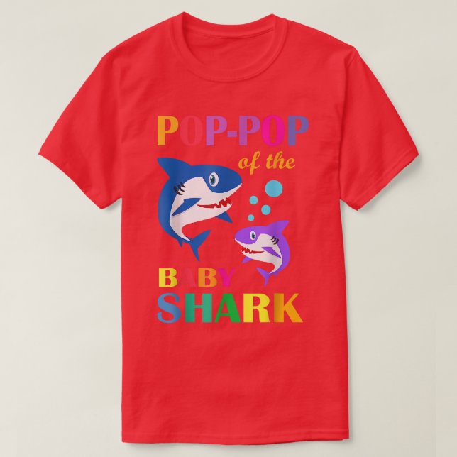 PopPop Of The Baby Birthday Shark PopPop Shark Chr T-Shirt (Design Front)
