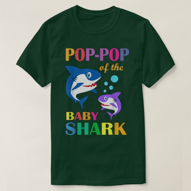 PopPop Of The Baby Birthday Shark PopPop Shark Chr T-Shirt (Design Front)