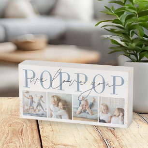 Poppop We Love You 4 Photo Collage Wooden Box Sign