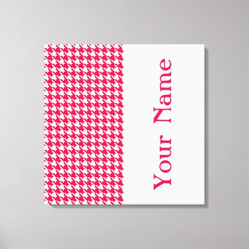 Popppy Modern Houndstooth with name Canvas Print