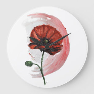 Poppy: A Delicate & Vibrant Watercolor Flower Large Clock