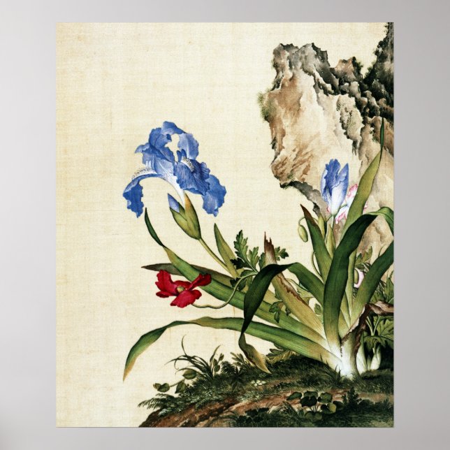 Poppy and Butterfly Flower Fine Art Poster (Front)