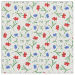 Poppy and Cornflower Light Floral Pattern Monogram Fabric