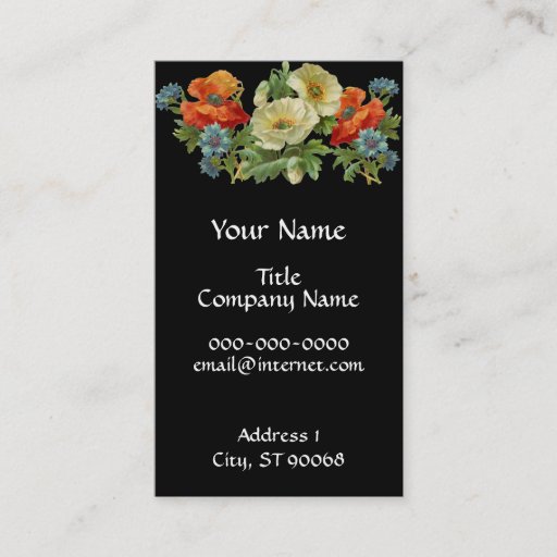 Customizable Poppy and Cornflowers Floral Art Business Cards