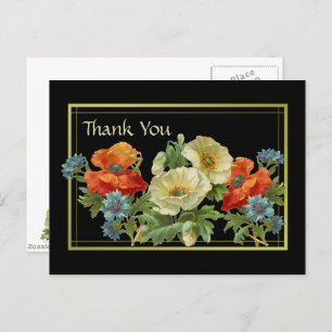 Poppy and Cornflowers Thank You Floral Postcard