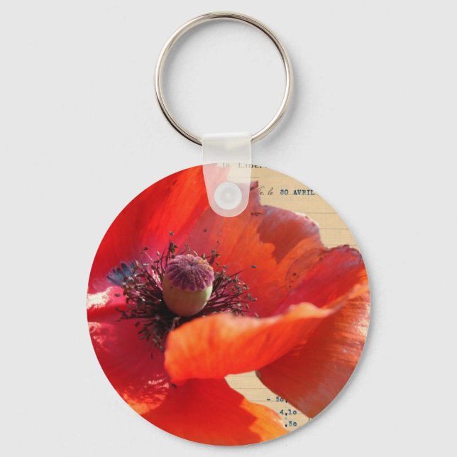 Poppy and Ephemera Digital Art Keychain (Front)