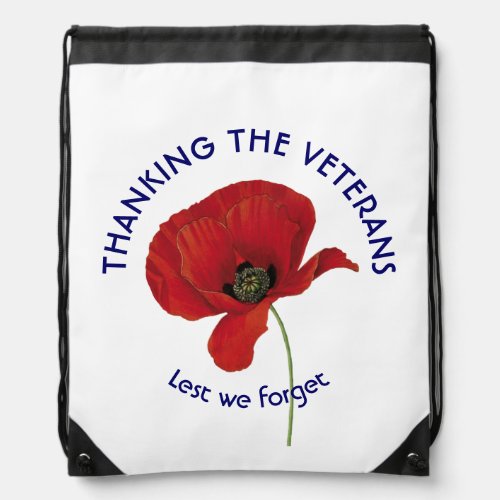 Poppy  Armistice  Remembrance  Veterans Day Drawstring Bag
