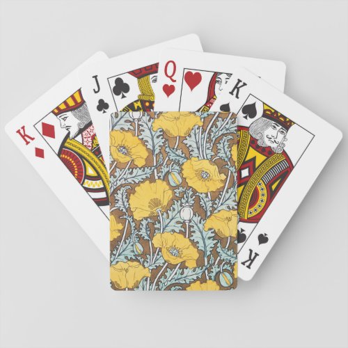 Poppy Art Illustration Flower Nouveau  Poker Cards