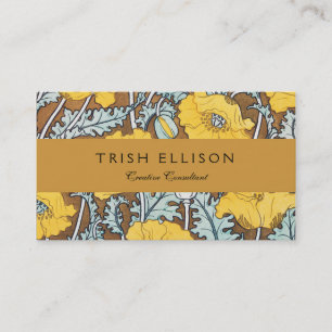 poppy art illustration yellow flower business card