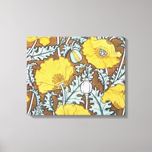 poppy art illustration yellow flower canvas print