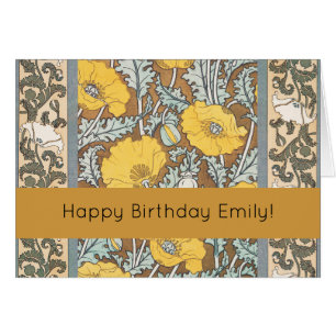 poppy art illustration yellow flower cards