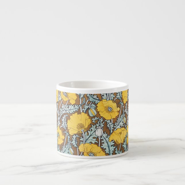 poppy art illustration yellow flower espresso cup (Front)