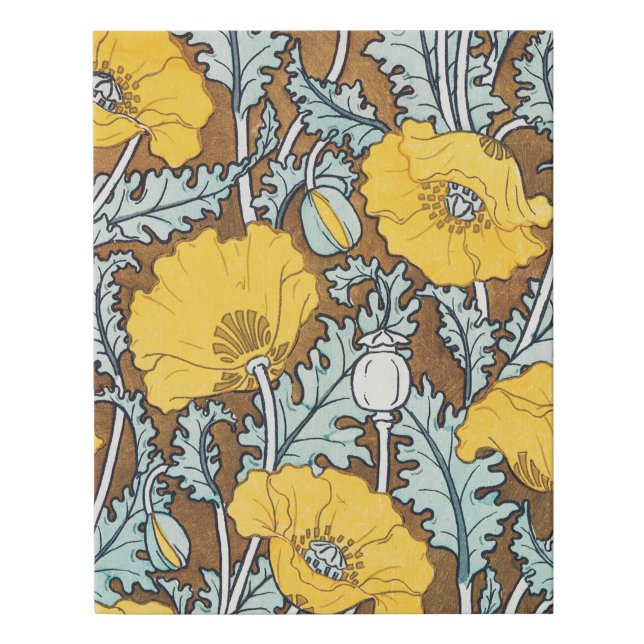 poppy art illustration yellow flower faux canvas print (Front)