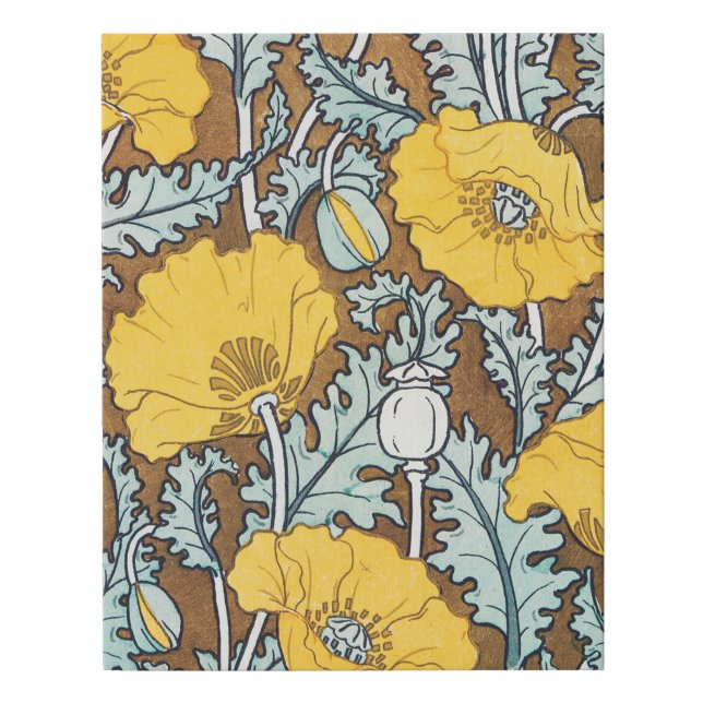 poppy art illustration yellow flower faux canvas print (Front)