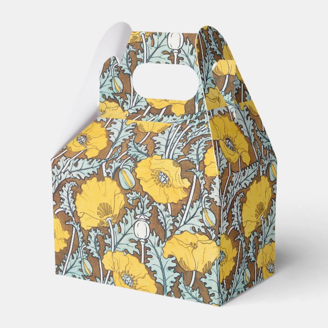 poppy art illustration yellow flower favor boxes (Front Side)