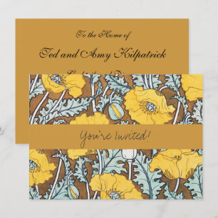 poppy art illustration yellow flower invitation