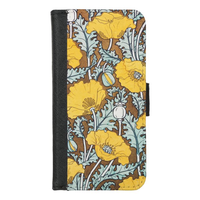 poppy art illustration yellow flower iPhone wallet case (Front)