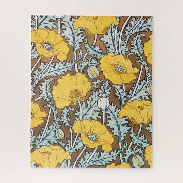 poppy art illustration yellow flower jigsaw puzzle (Vertical)