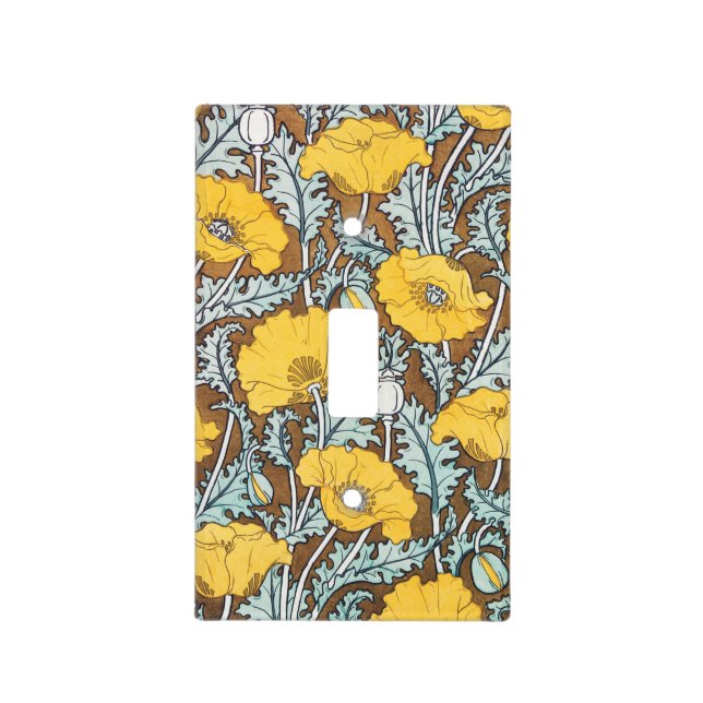 poppy art illustration yellow flower light switch cover (Front)