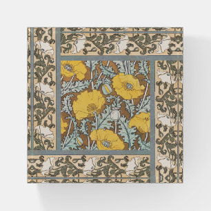 poppy art illustration yellow flower paperweight