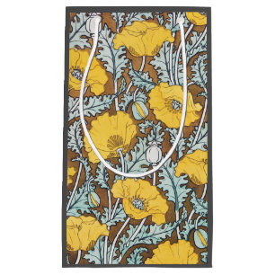 poppy art illustration yellow flower small gift bag