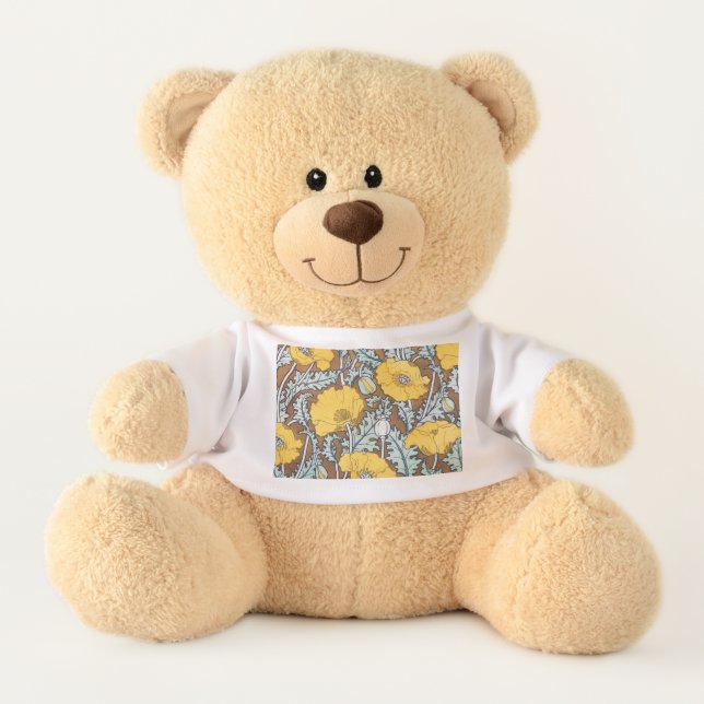 poppy art illustration yellow flower teddy bear (Front)