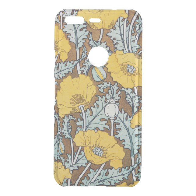 poppy art illustration yellow flower uncommon google pixel case (Back)