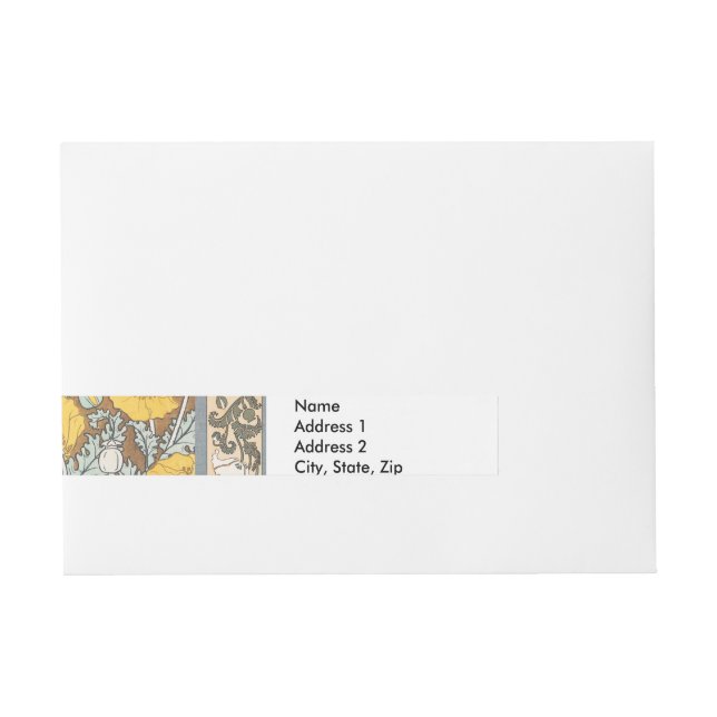 poppy art illustration yellow flower wrap around address label (Front)