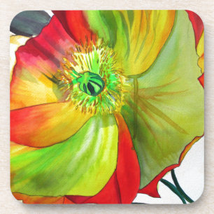 Poppy Art macro poppy Beverage Coaster