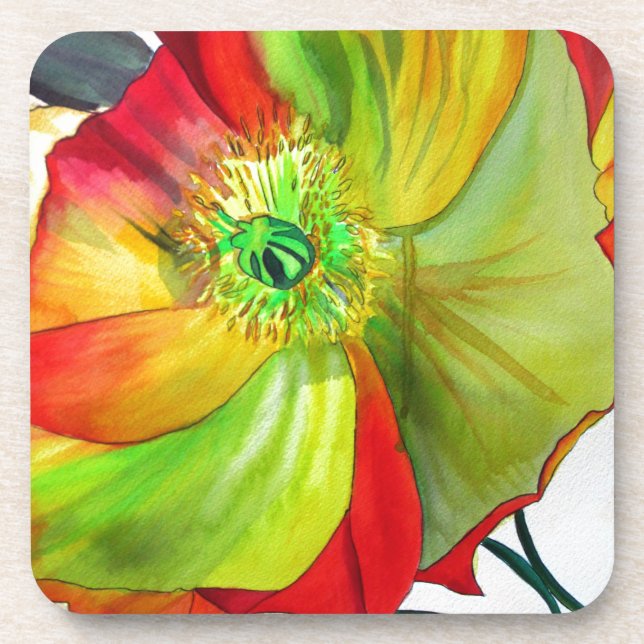 Poppy Art macro poppy Beverage Coaster (Front)