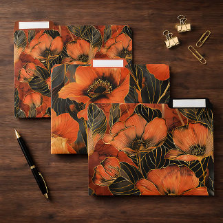 Poppy Art Nouveau Floral File Folder