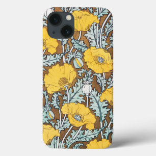 Poppy Art Nouveau Illustration Yellow Flower iPhone 13 Case