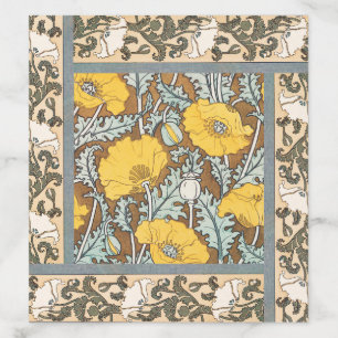 Poppy Art Nouveau Illustration Yellow Flower Envelope Liner