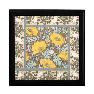 Poppy Art Nouveau Illustration Yellow Flower Gift Box