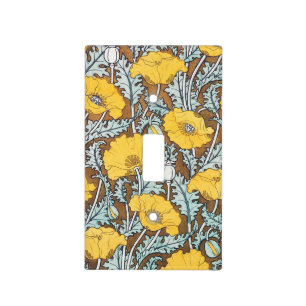 Poppy Art Nouveau Illustration Yellow Flower Light Switch Cover