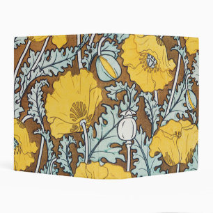 Poppy Art Nouveau Illustration Yellow Flower Mini Binder