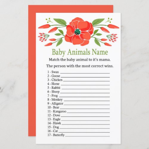 Poppy Baby Animals Name Game