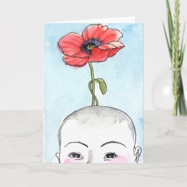 "Poppy Baby" greeting card, new baby Card (Front)