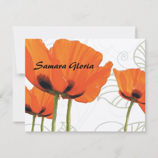 Poppy Bat Mitzvah Thank You Note Card (Front)