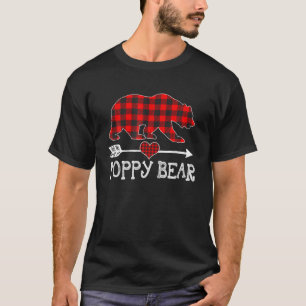 Poppy Bear Christmas Pajama Red Plaid Buffalo Fami T-Shirt