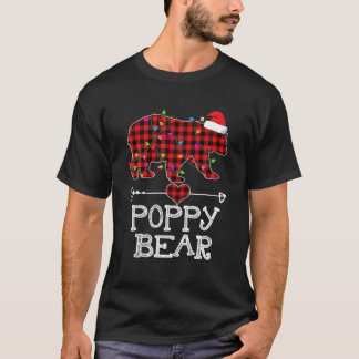 Poppy Bear Christmas Pajama Red Plaid Buffalo Fami T-Shirt