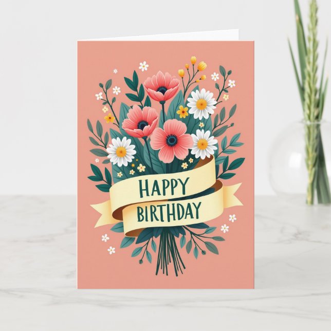 Poppy Bloom Birthday Card (Front)