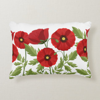 Poppy blooming joyful Summer Flowers Accent Pillow