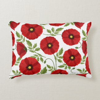 Poppy blooming joyful Summer Flowers Accent Pillow